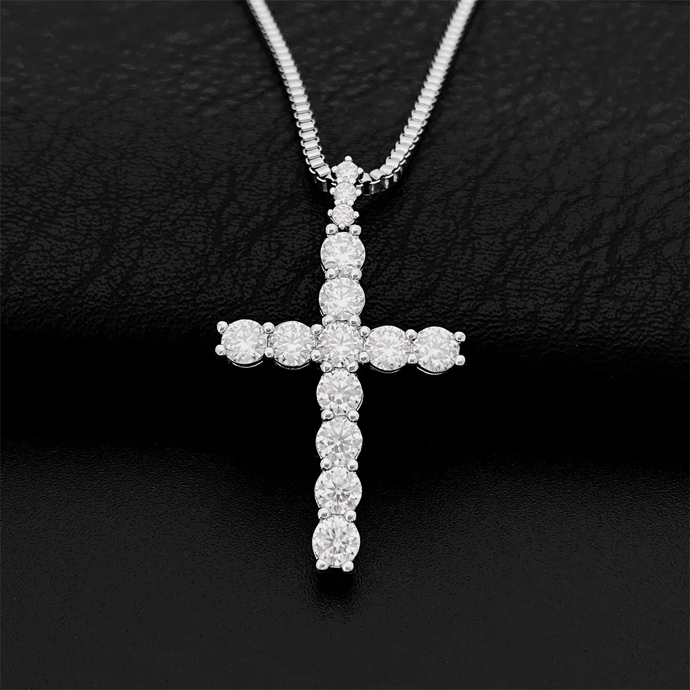 

Hiphop fashion jewelry iced out diamond 925 sterling silver moissanite cross pendant