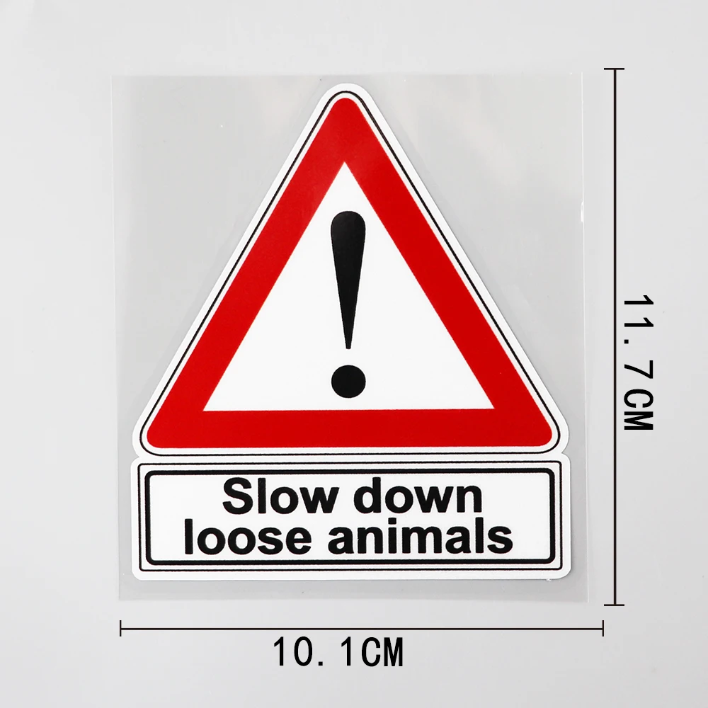 

10,1 см × 11,7 см Предупреждение ждающие наклейки, медленно рассыхающие животные, ПВХ автомобильные наклейки, украшение автомобиля