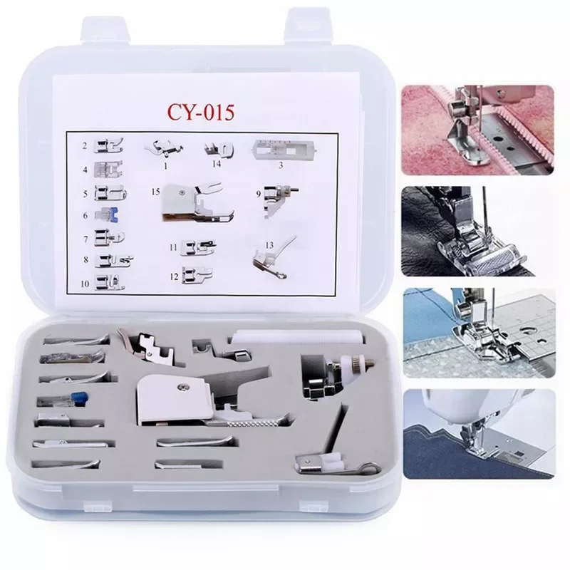 

15Pcs/set Sewing Machine Presser foot sewing machines domestic for Janome Brother sewing machine accessories CY-015 AA7049