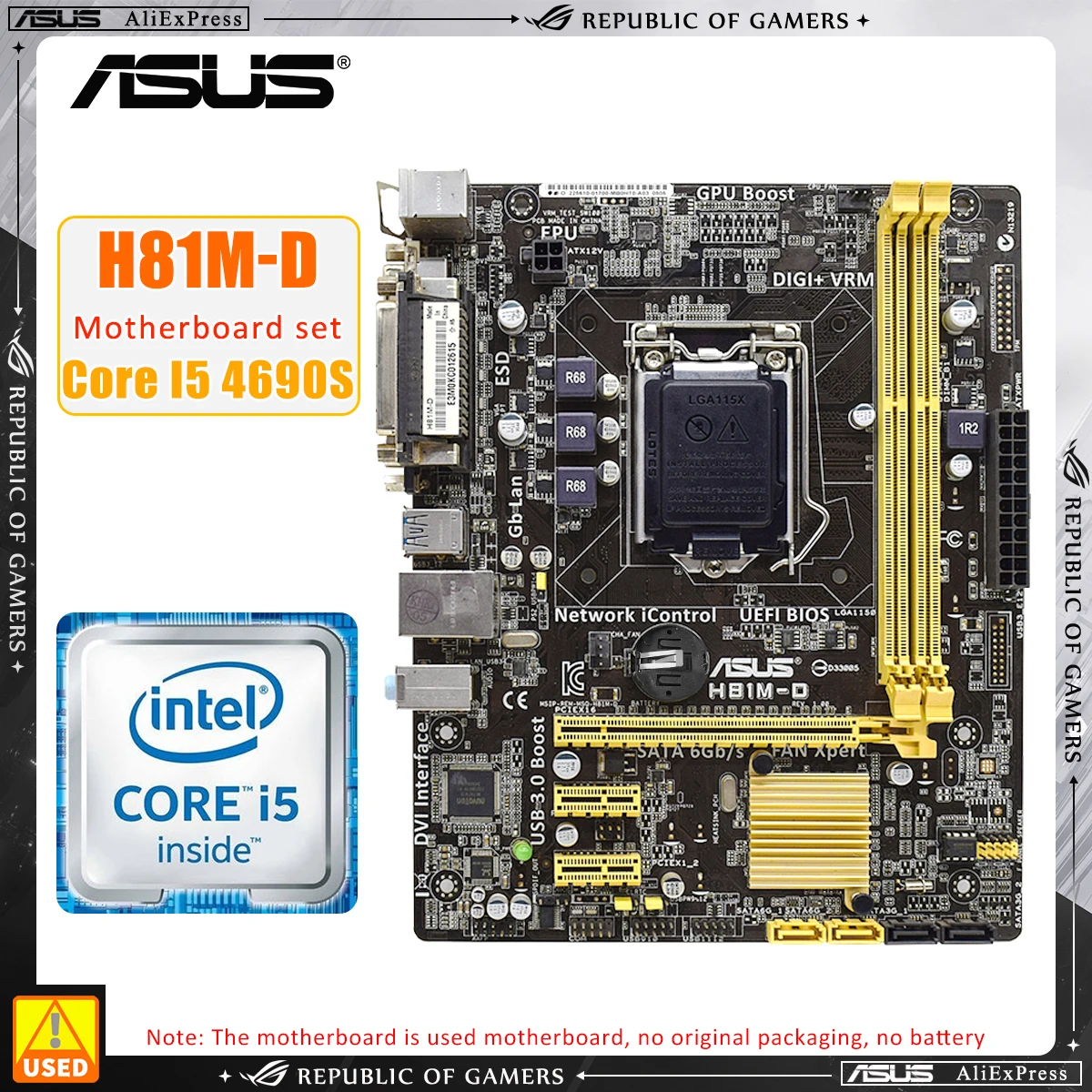 Комплект материнской платы H8I для ASUS H81M-D + i5 4690S LGA 1150, комплект материнской платы DDR3 DIMM 16GB PCIE 2,0 SATA3/2 DVI