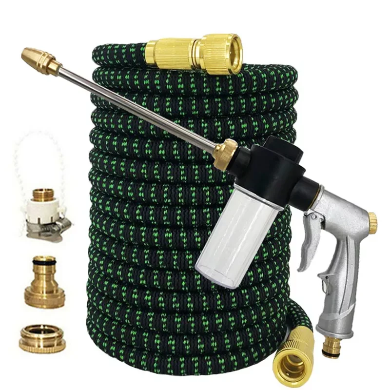 

New Water Gun Garden Hose Retractable Magic Hose EU High Pressure Car Wash Hose With Metal Spray Gun Outdoor Garden Watering