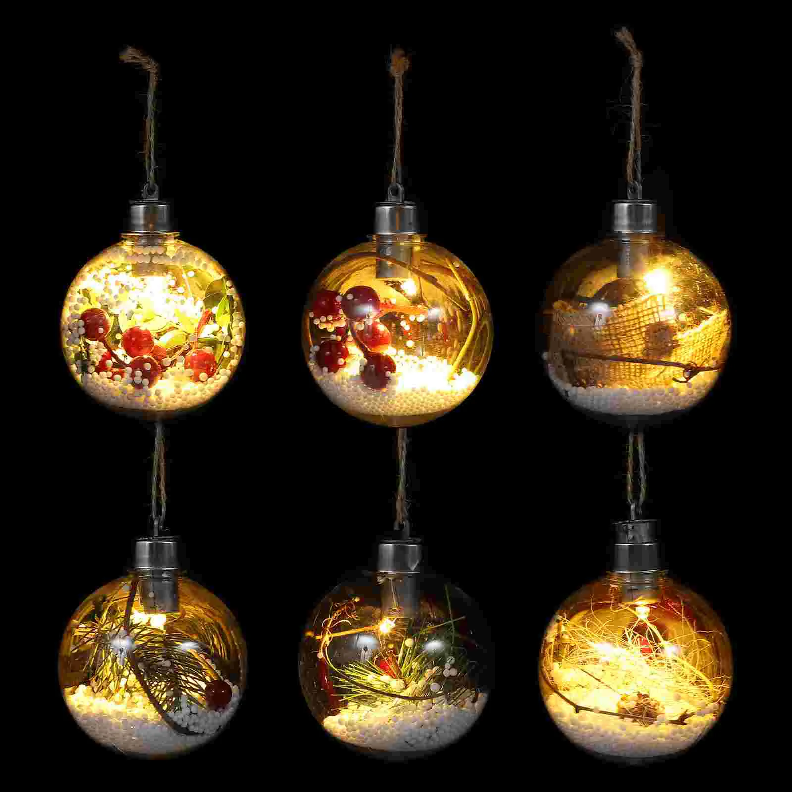 

6 Pcs Christmas Decoration Clear Plastic Ornaments Party Supply Lovely Balls Gadgets Xmas Hanging Adorable Chic Luminous Adorn