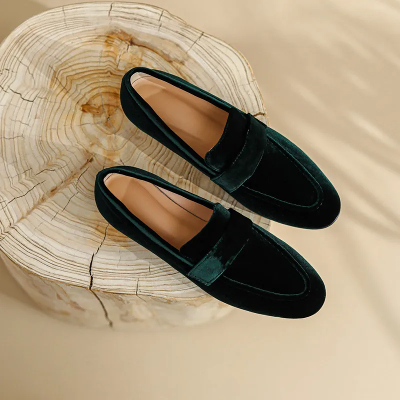 MKKHOU Fashion Loafers Shoes New High Quality Real Leather Round Head Gold Button Comfort Soft Sole Shoes Daily Light Shoes