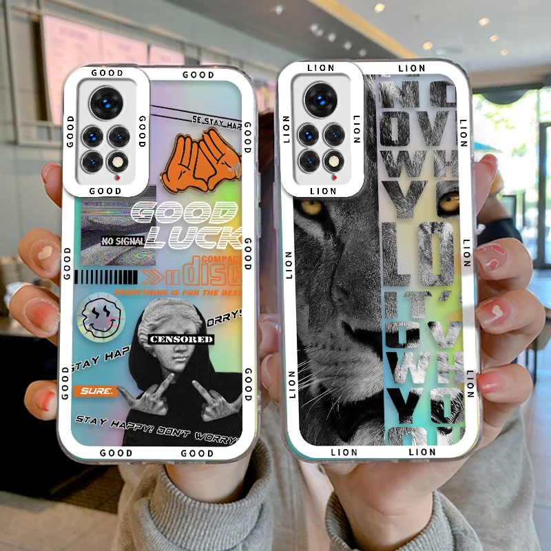 

For Xiaomi Redmi Note 11 Pro 4G 5G 11 11E Pro 8 9 9T Note 11 Pro Plus India 10X Case Artistic Text Transparent Phone Case Cover