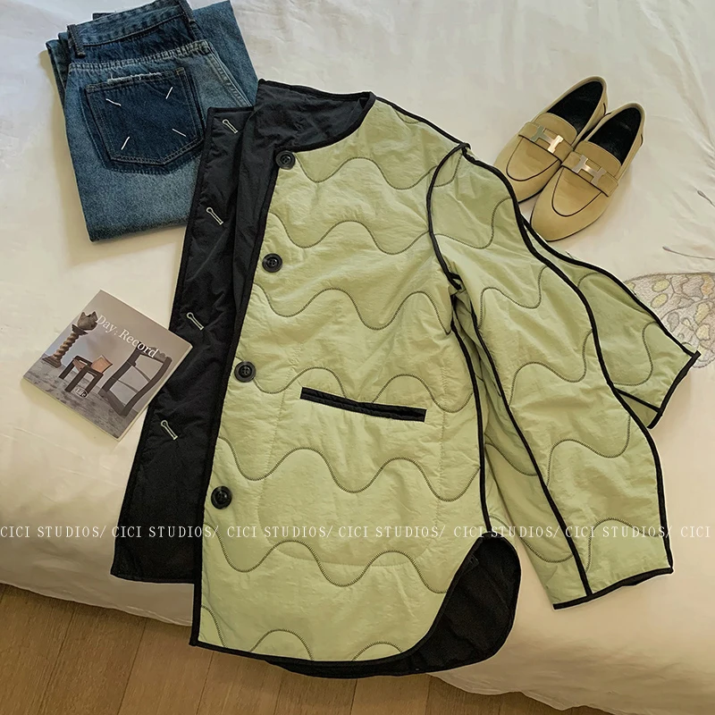 

EleeMee Women'S Jacket Loose Trend Overcoat Ins Fashion 2022 Demi-Season Jacket For Women Winter Coat Female Parkas Size S-L