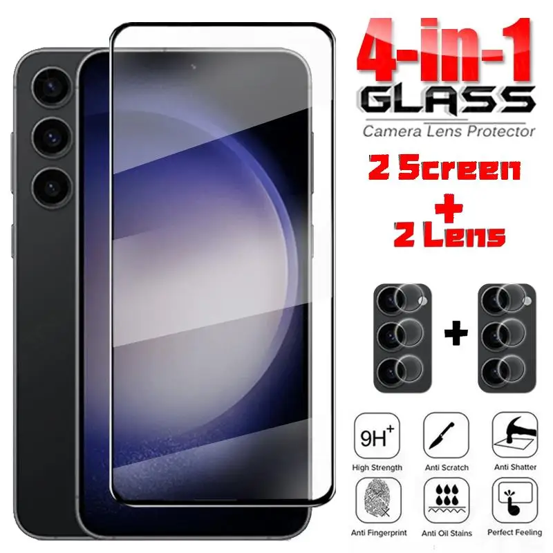 

For Samsung Galaxy S23 5G Glass Samsung S21 FE S22 S23 Plus Tempered Glass 9H Full Glue Screen Protector Samsung S23 Len Film