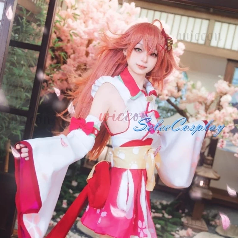 Sakura Miko Cosplay Costume Wig VTuber Hololive Performance Halloween Christmas Fancy Party Props
