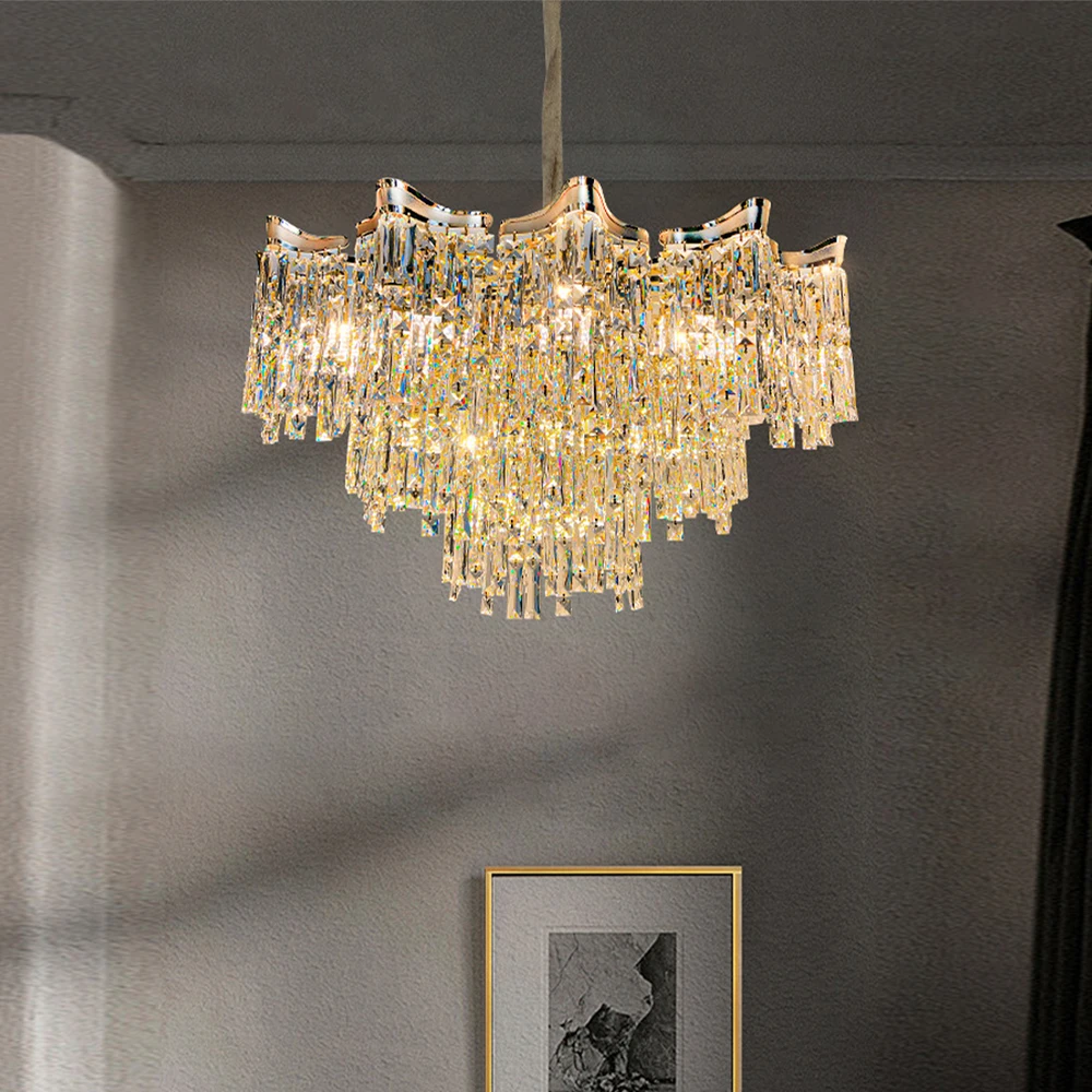 

Modern Crystal LED Gold Pendant Lights Luxury Lustres Dimmable Hanging Lamps for Ceiling Home Decoration for Living Room Decor