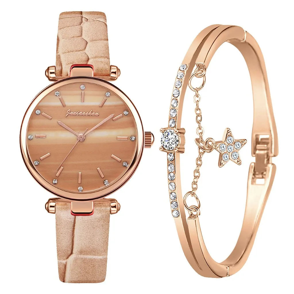 

2022 Casual Women Romantic Diamond Wrist Watch Bracelet Leather Rhinestone Ladies Watch Clock Simple Dress Gfit Montre Femme