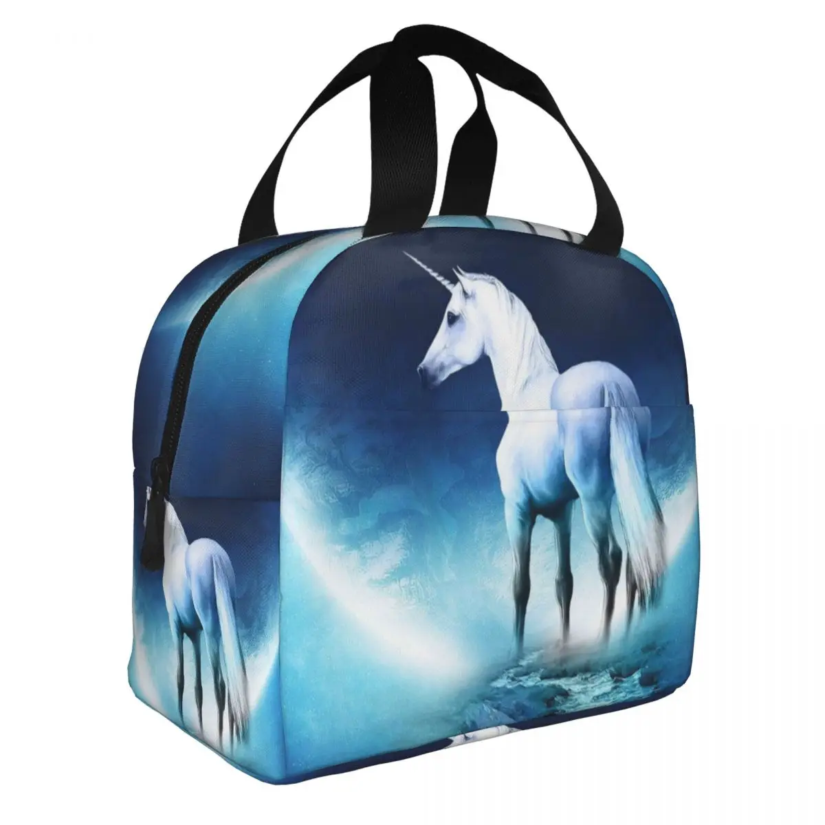 Unicorn Horse Full Moon Lunch Bento Bags Portable Aluminum Foil thickened Thermal Cloth Lunch Bag for Women Men Boy
