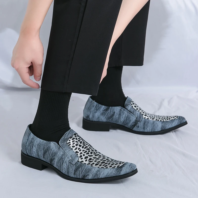 Лоферы мужские с заостренным носком искусственная кожа низкий каблук