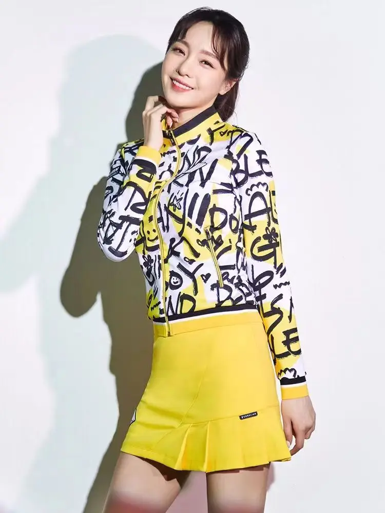 2023 Spring Autumn Golf Jacket For Women Golf Wear Sports Clothing Girls Tennis Skirts Set New Simple Fashion