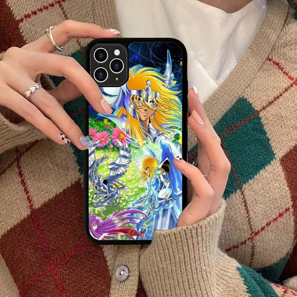 Saint Seiya Anime Black Phone Case Silicone PC+TPU For iPhone 11 12 13 14 15 16 Plus Pro Max Cover