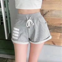2022 summer new loose casual four bar striped cotton hot pants womens fashion trend shorts beach pants