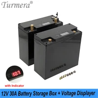 turmera 12v 30a ups lithium battery box with voltage display dc charging port customize can max build 48pieces 18650 batteries