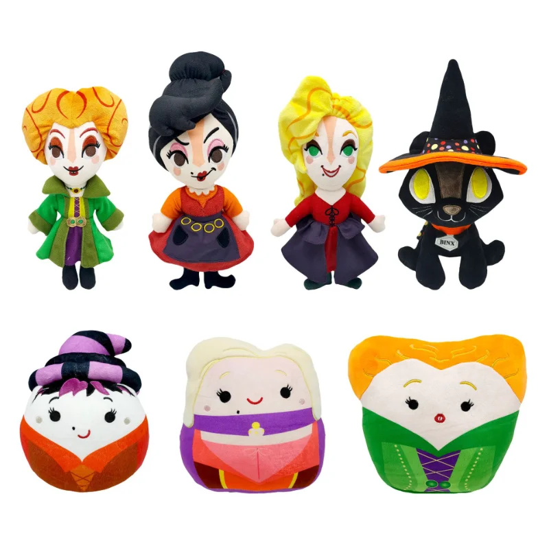 

Halloween Hocus Pocus Witches Plush Winnie Mary & Sarah Sanderson Characters Squishy Soft Stuffed Animal Toy for Kids