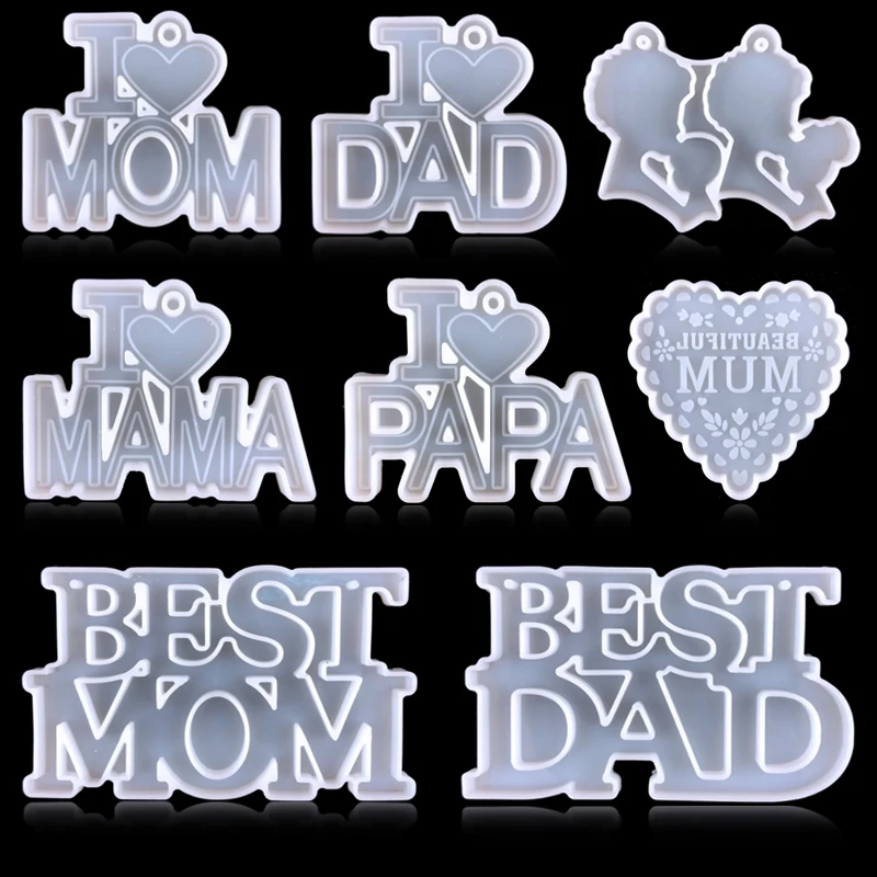 

Creative DAD/MOM Letter Keychain Resin Silicone Mold DIY Jewelry Pendant Mobile Phone Backpack Pendant UV Epoxy Resin Mold