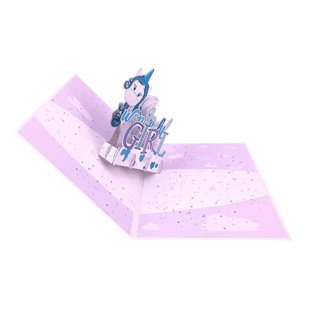 

Winpsheng custom design 3d unicorn birthday pop up greeting best happy birthday gift