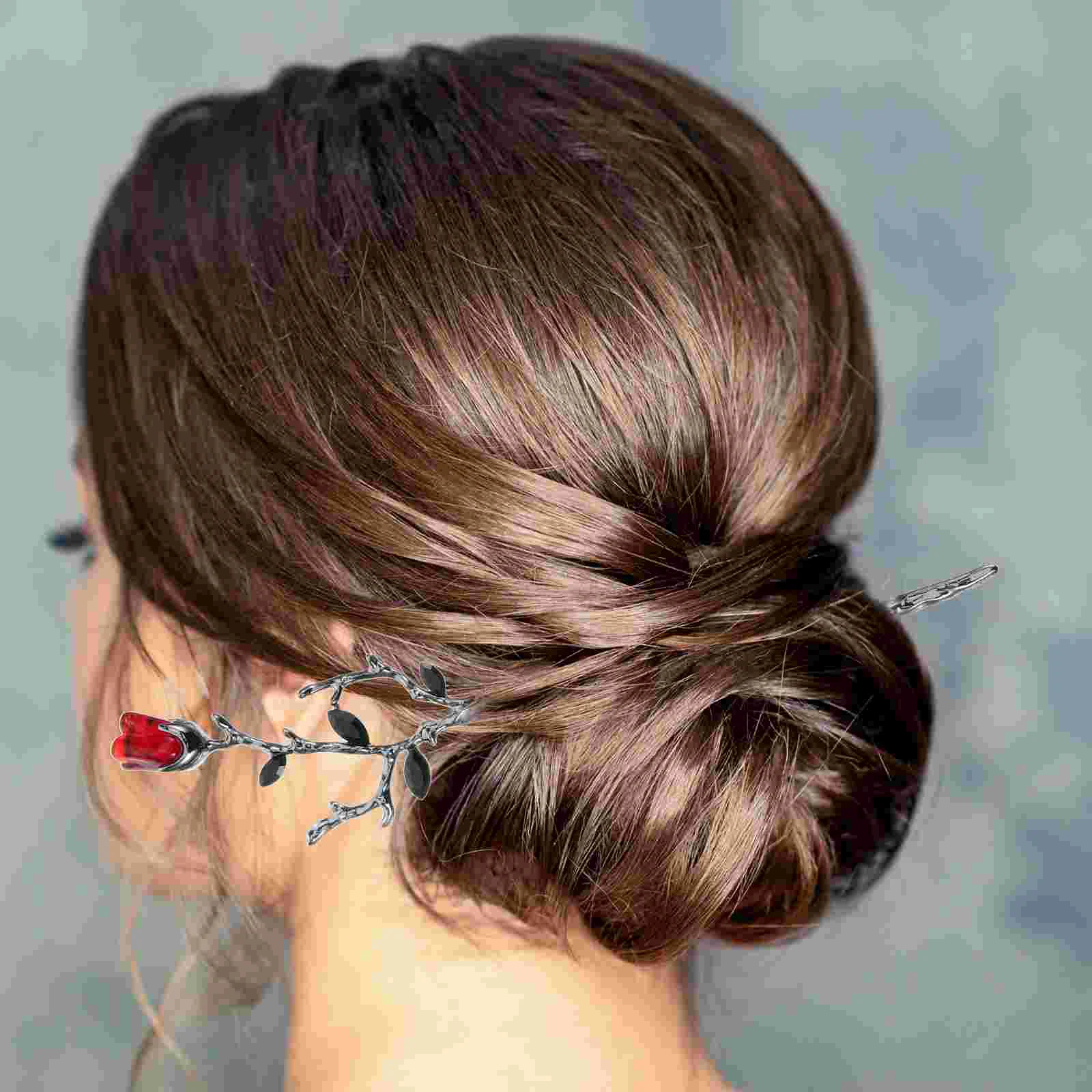 2 шт. ветка розы шпилька для волос шиньон свадебные аксессуары цветочная булочка