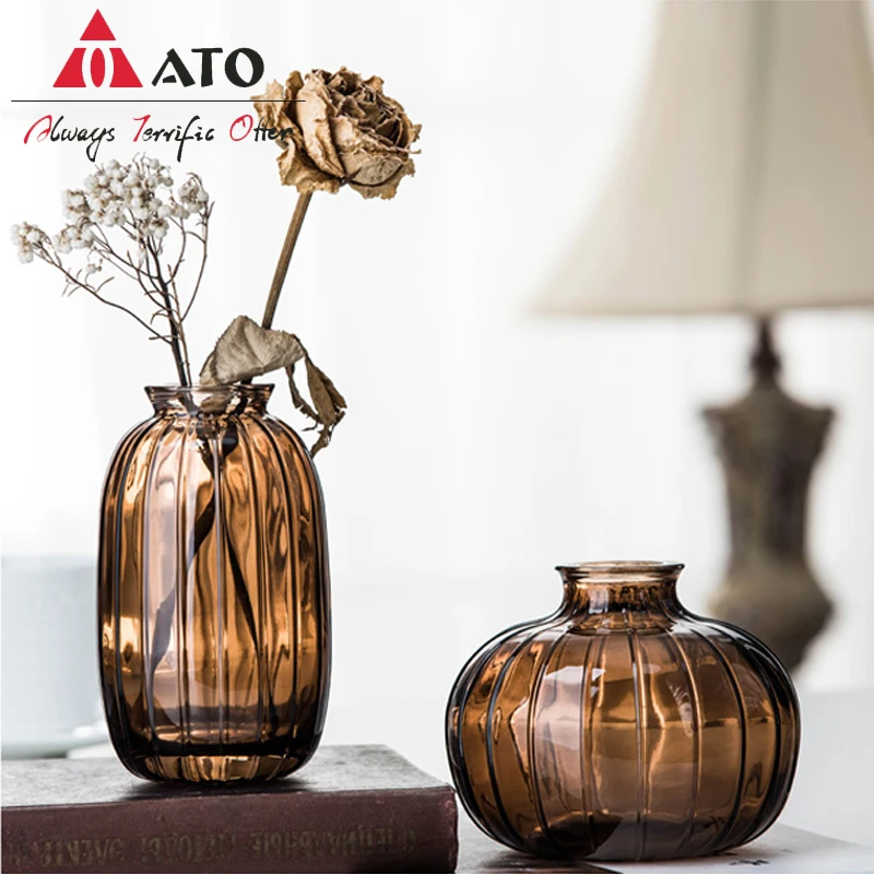 

ATO Mini Simple Stained Glass Vase Home Decoration Ornament Aromatherapy Bottle Hydroponic Flower Arrangement Glass Vase