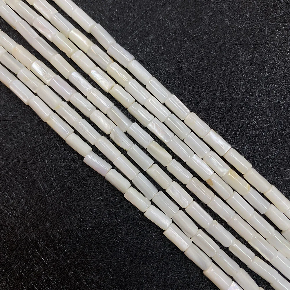 

Round tube shape natural freshwater shell beads 4x8mm loose beads for jewelry making DIY women necklace earrings accessories
