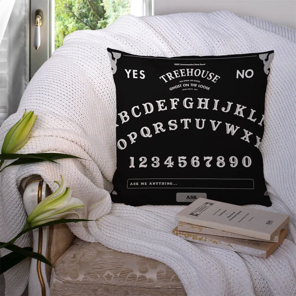 

Чехол Ouija с квадратной подушкой, чехол из полиэстера и льна, бархатный чехол с принтом на молнии, декоративная подушка, чехол для автомобиля ...