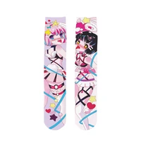 japanese cartoon 2d harajuku fashion stockings ladies long calf silk socks 3d printing cute sweet shy girl fun thin stockings
