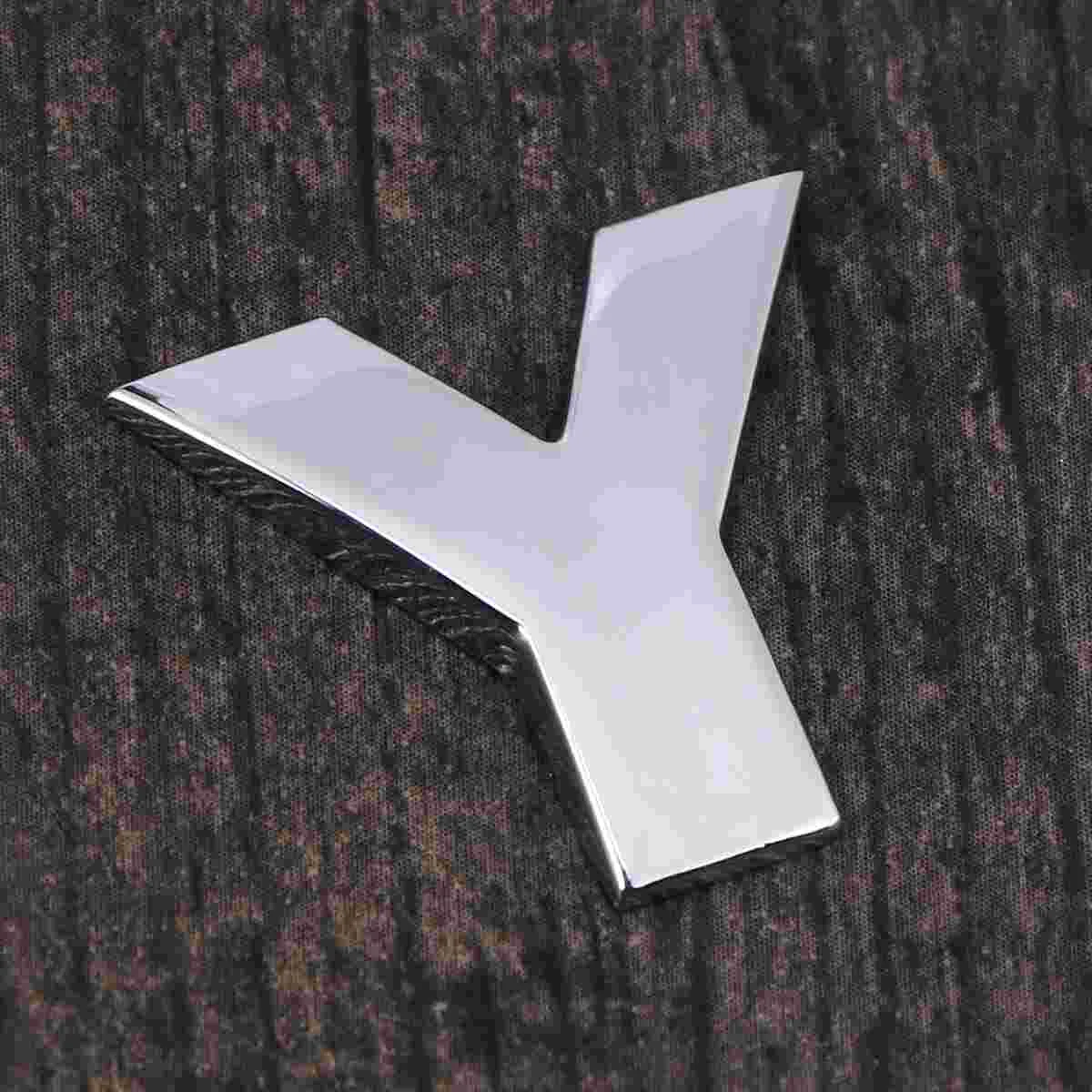 

3D DIY Metallic Alphabet Sticker Car Letter Silver Badge Decal(Silver Y)