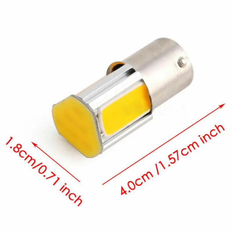 4 шт. Лампа-сигнал поворота автомобиля с 4 COB LED-элементами Amber 1156 G18 BA15s, яркость 12 В постоянного тока, угол светорассеивания 360 градусов.