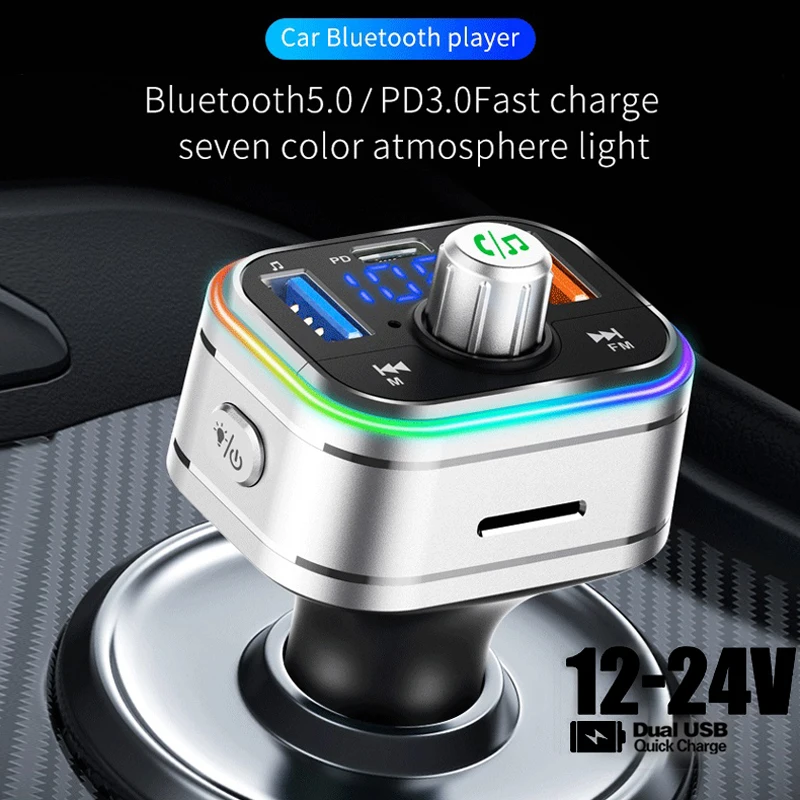 

FM-передатчик Bluetooth автомобильный беспроводной BT MP3-плеер адаптер прикуриватель PD3.0 быстрое зарядное устройство аудио Автомобильные аксессу...