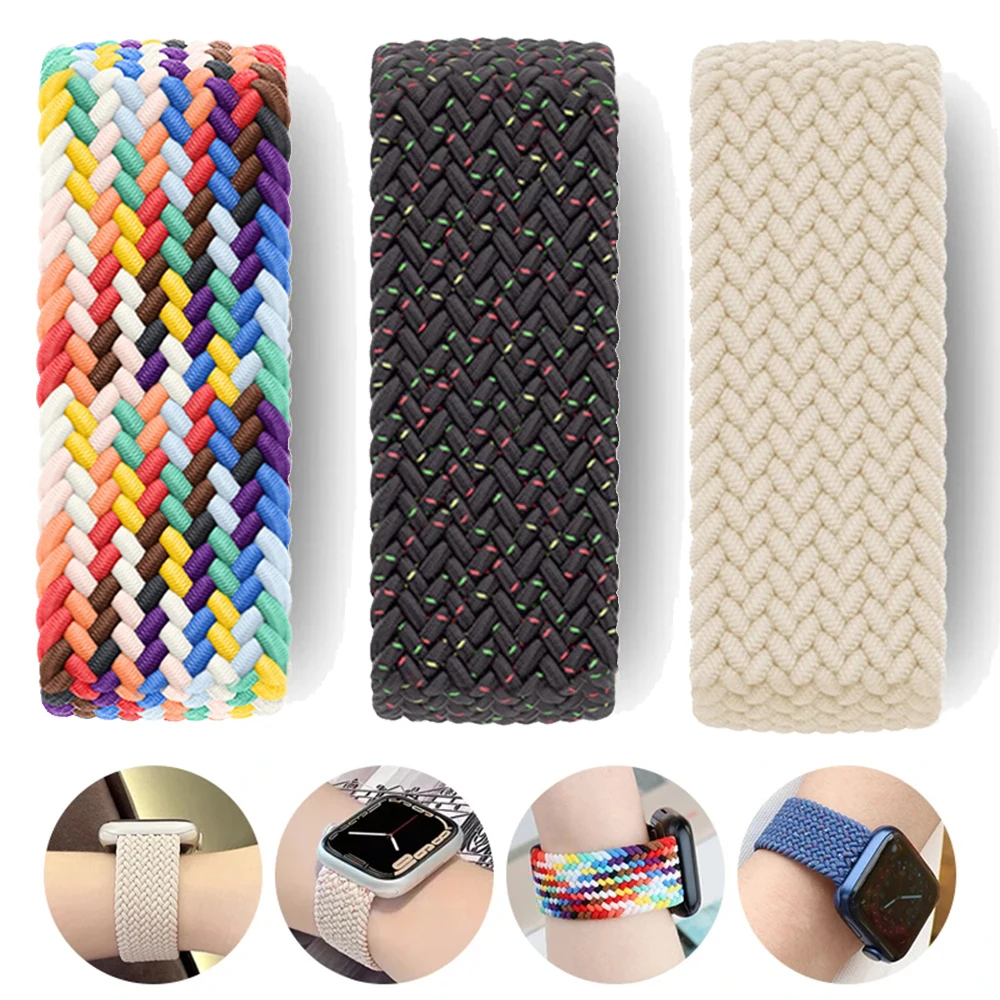 

Ремешок нейлоновый для Apple Watch Band 44 мм 45 мм 49 мм 40 мм 41 мм 42 мм 38 мм, плетеный браслет correa для iWatch series 9 7 SE 6 8 3 Ultra 2