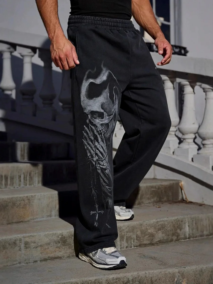 Мужские повседневные брюки с принтом в стиле ретро