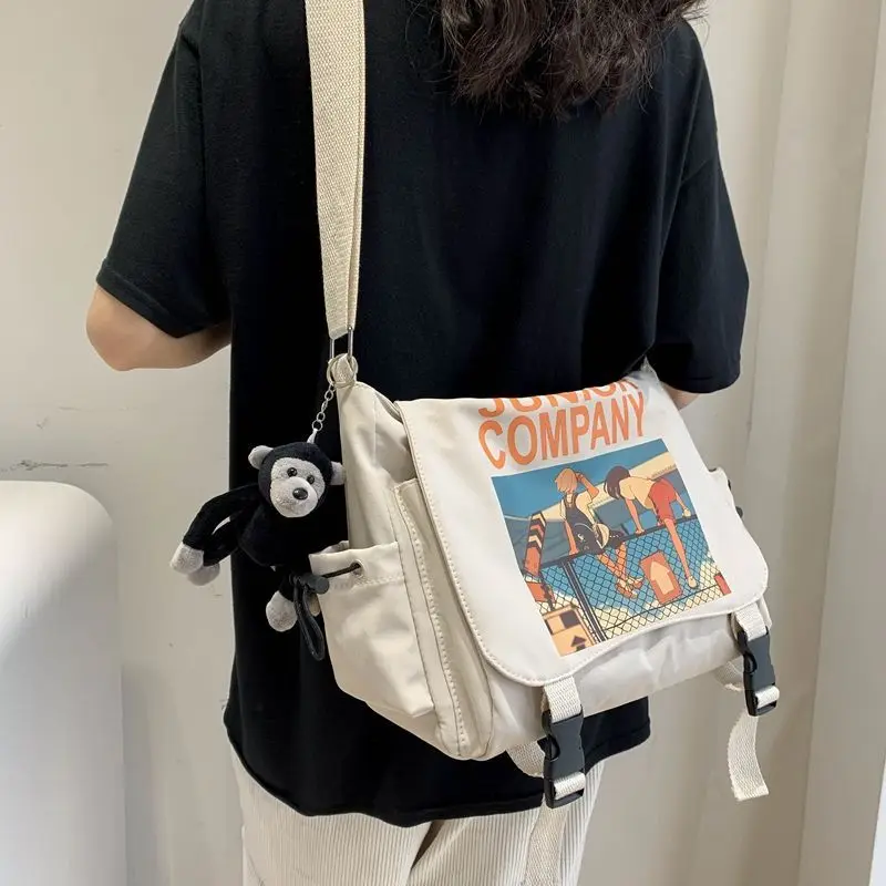 INS Messenger Bag Men Fashion Horizontal Shoulder Bag Outdoor Leisure Messenger Bag Fashion Handbag Nylon Bag Color Contrast Bag