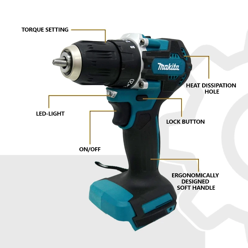 

Makita DDF487 Compact Power Tool DDF487 18V LXT Cordless Brushless Drill Driver 13mm Driver Drill 1700rpm Electric Screwdriver