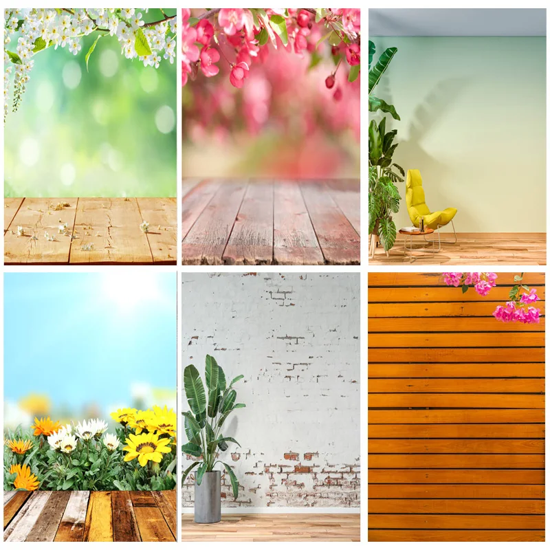 

SHENGYONGBAO Art Cloth Photography Backdrops Props Flower Wooden Floor Landscape Photo Studio Background 22326 HMB-03