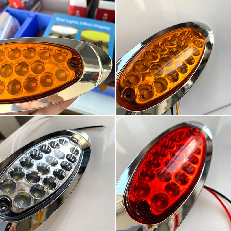 

18 LED Trailer Tail Lights Stop Brake Turn Tail Lamp 12-24V for Cargo Trailers Tractors Side Marker Chrome Dump drop shipping