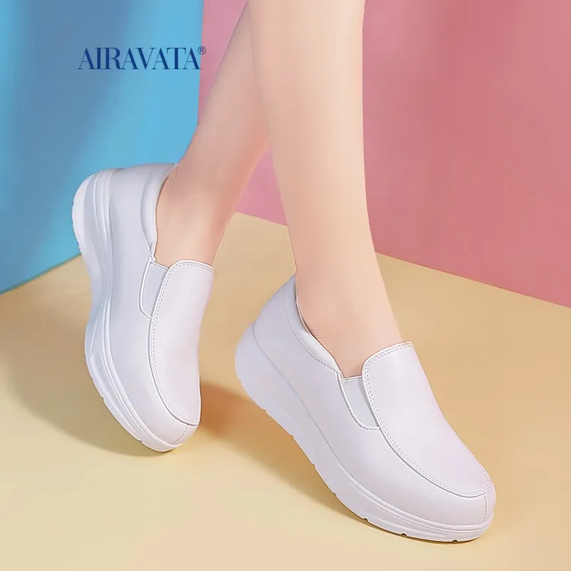 Sneakers Women Nurse White Shoes Comfortable Women Walking Shoes Breathable Female Flats Footwear Platform Lightweight Slip-On