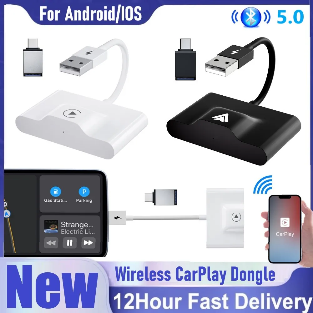 

Wireless CarPlay Adapter for lPhone IOS Auto Car Adapter Wireless Carplay Dongle for Android Plug Play 5GHz WiFi Online Update