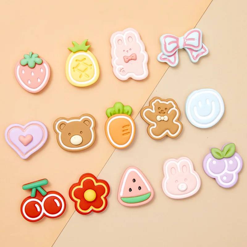 

5pcs Cartoon Bear Rabbit Fruit Character Parts Resin Cabochon Flatback DIY Scrapbooking Artesanato Material Com Frete Gratis