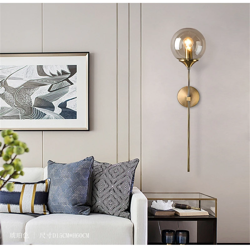 

Современный стеклянный настенный светильник в скандинавском стиле, креативный прикроватный светильник для гостиной, спальни, зеркала, пер...