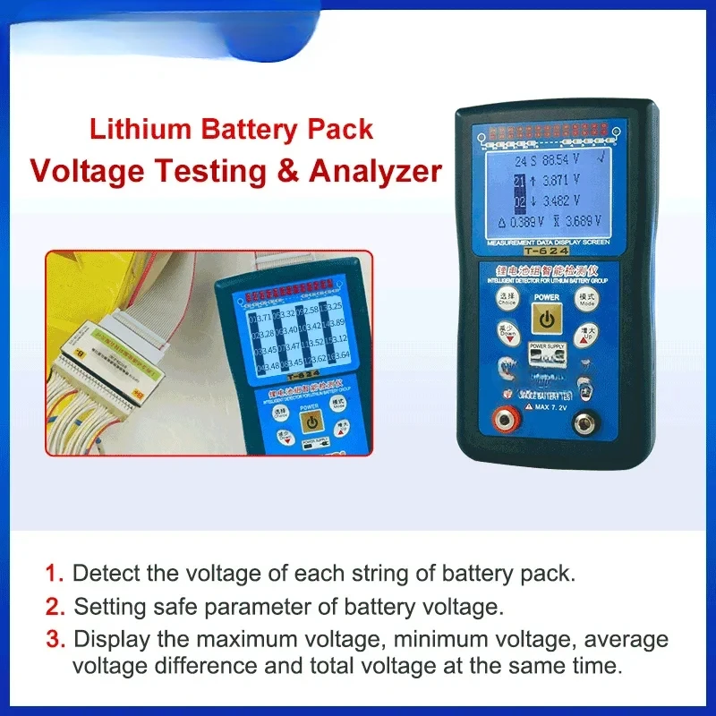 T624 Тестер литиевой батареи Обнаружение обслуживания Разница в давлении
