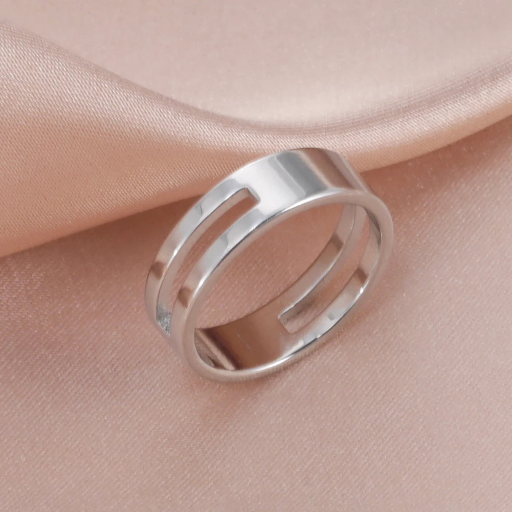 

Adjustable Women's Ring Hollow Around Rectangle Rings Stainless Steel Finger Rings Jewelry Birthday Gifts