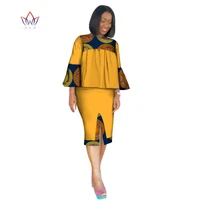 african clothing women ankara two pieces set long sleeve crops tops skirt set women bazin riche african clothing 6xl wy2571