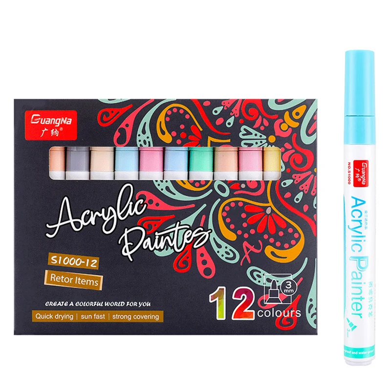 

Acrylic Marker Set of 12 Morandi Colored Acrylic Paint Marker Art Marker Pen for Rock Ceramic Glass Glass Mug Wood Fabric Canvas