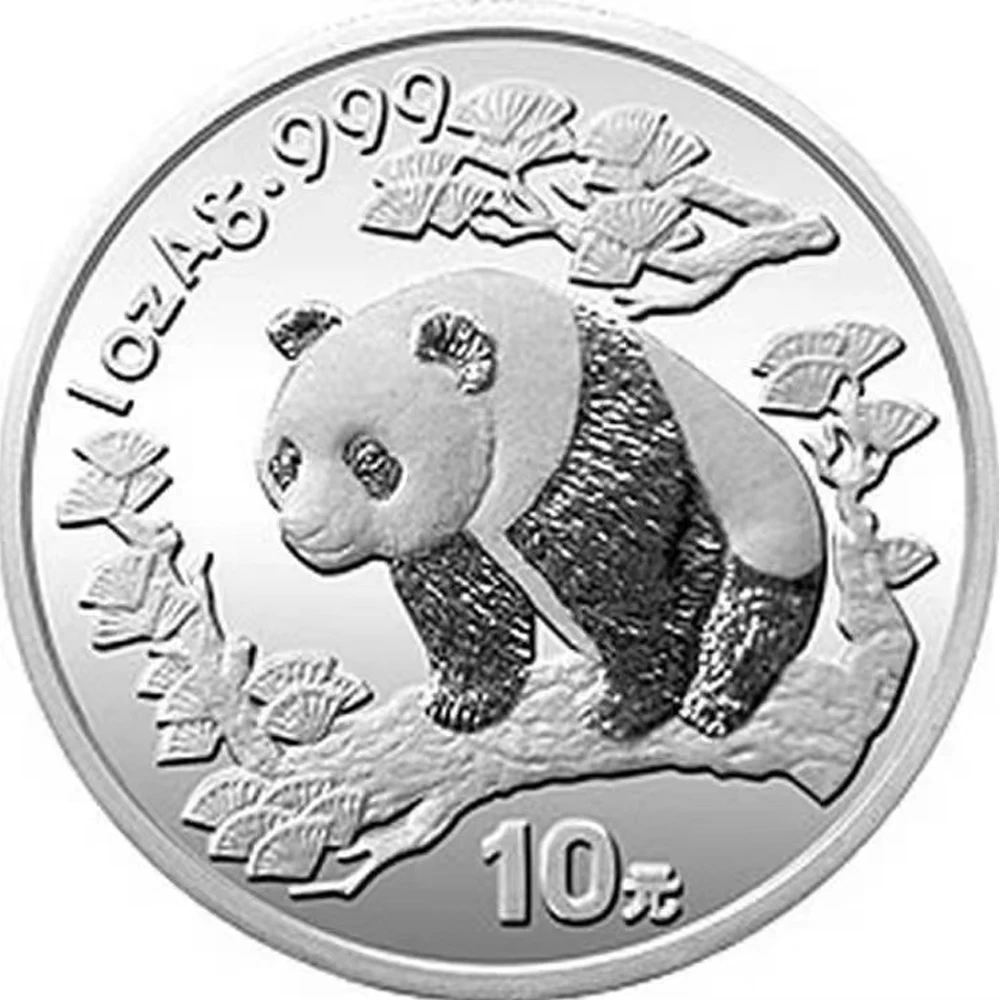 1997 г., китайская Серебряная монета в виде панды, оригинальная Серебряная Памятная монета Ag.999 объемом 1 унция, соберите монеты со всего мира