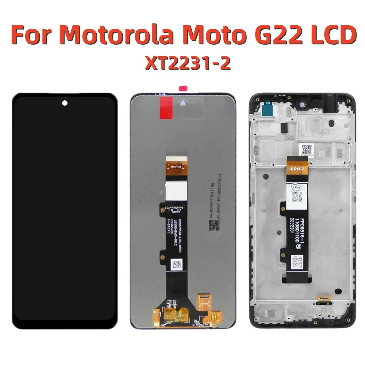 

Оригинальный ЖК-дисплей 6,5 дюйма для Motorola Moto G22, сенсорный экран с рамкой в сборе, замена для Moto G22, зеркальный ЖК-экран