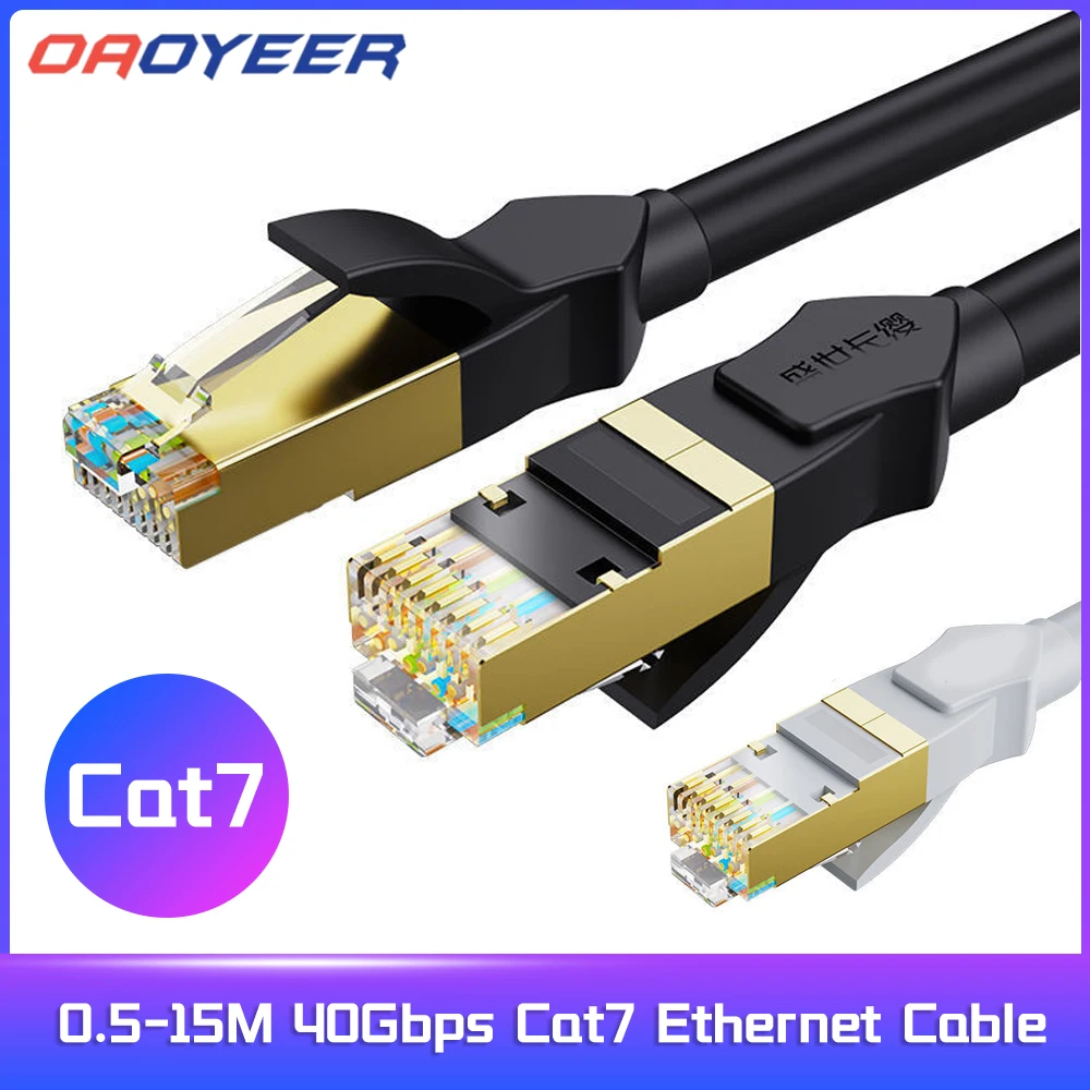 0.5-15M Cat7 Ethernet Cable Flat Lan Cable SFTP Round RJ45 Network Cable CAT7 internet Cord for Router Modem PC PS4 Patch Cable