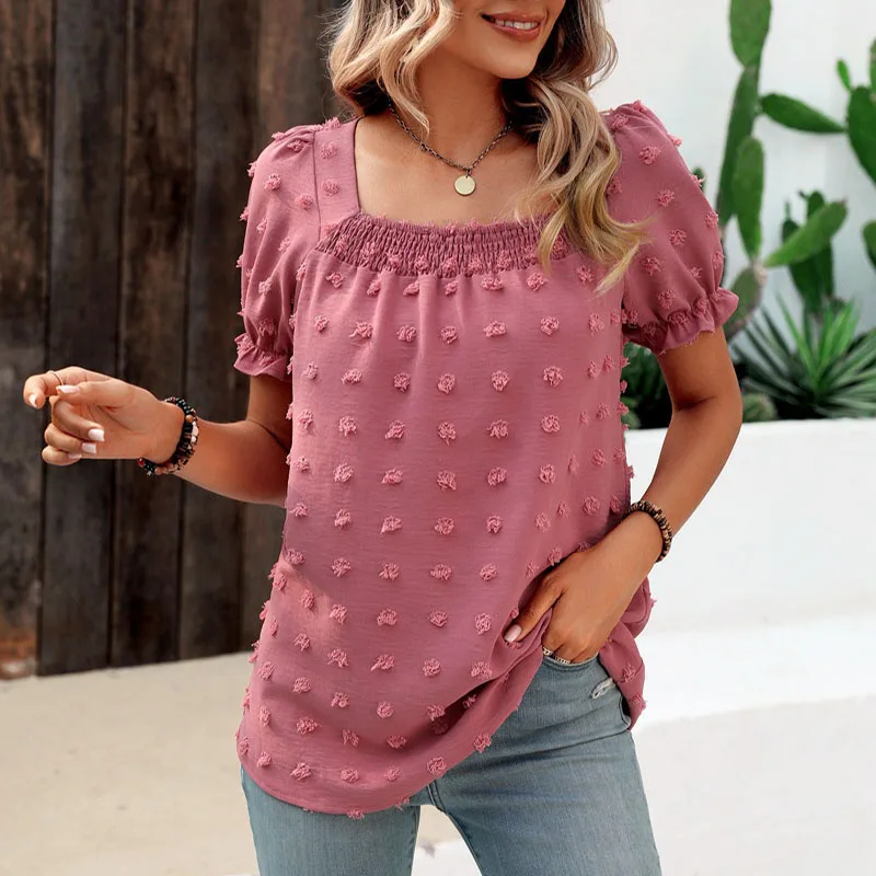 

Блузка женская однотонная с квадратным вырезом, Модная элегантная Свободная рубашка и блузка, шикарный Молодежный топ, лето 2023