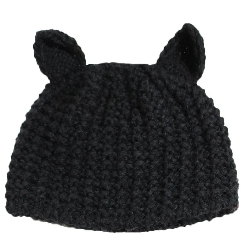 

BomHCS Warm Winter Hat Cute Cat's Ears Women's Black Beanie Hat