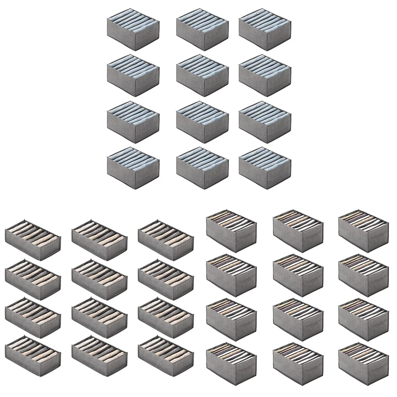 

12 Pcs Grey Storage Boxes For Drawers Cupboard Dresser Storage Clothes For Jeans Trousers Jeans Shirts
